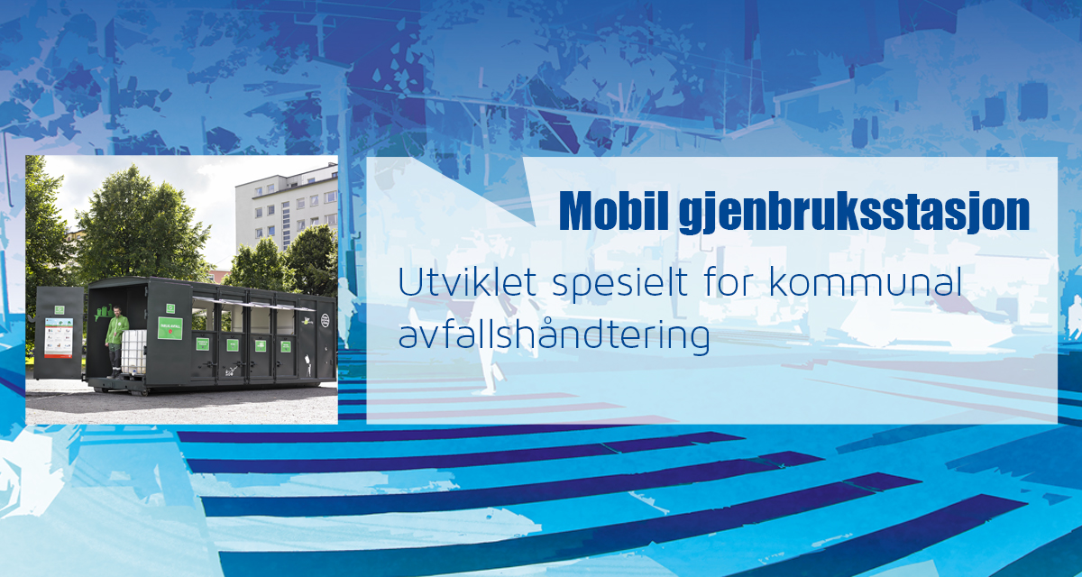 Mobil gjenbruksstasjon fra EnviroPac på bakgrunn
