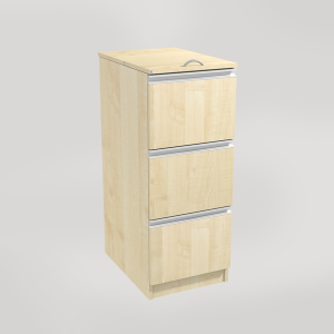 Kildesorteringsmøbel med tre skuffer og lokk