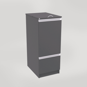 Kildesorteringsmøbel med sekkeholder og skuff