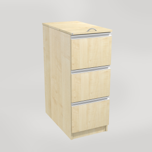 Kildesorteringsmøbel med tre skuffer og lokk