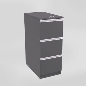 Kildesorteringsmøbel med tre skuffer og lokk