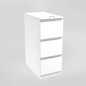 Kildesorteringsmøbel med tre skuffer og lokk