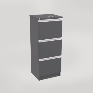 Kildesorteringsmøbel med tre skuffer og lokk