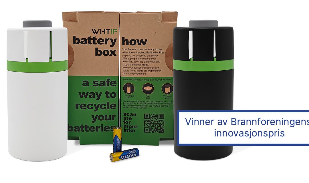 Brannsikker batteriboks med etikettdispenser