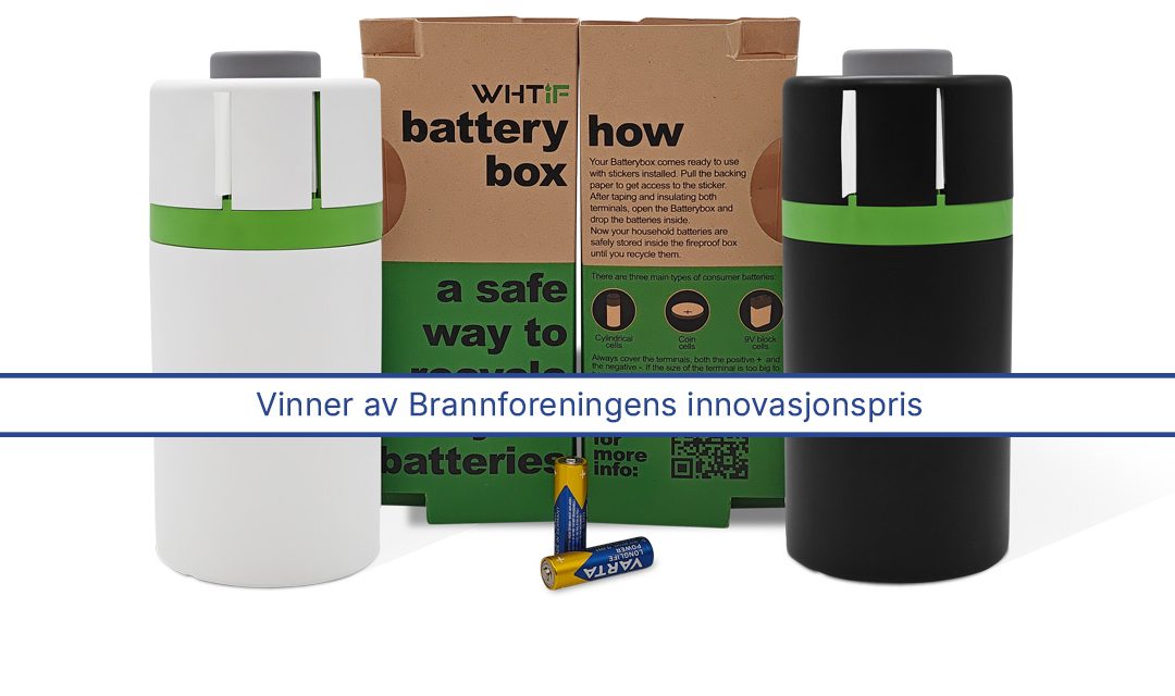 Brannsikker batteriboks med etikettdispenser