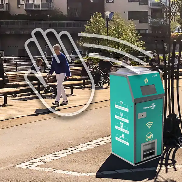 Solarbin m/digital kommunikasjon og solcelle