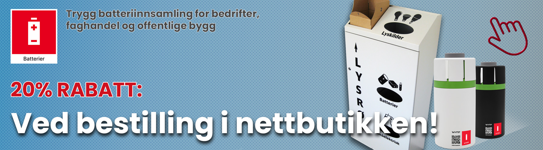 20rabatt i nettbutikk banner for www batteri