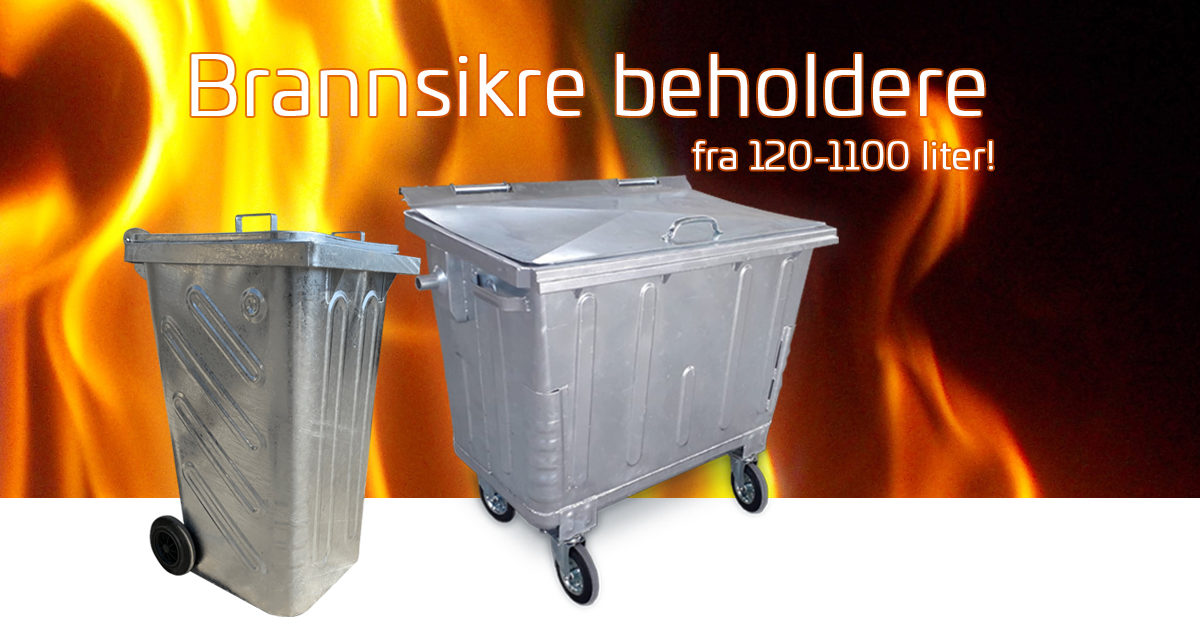 Brannsikre varmegalvaniserte avfallsbeholdere